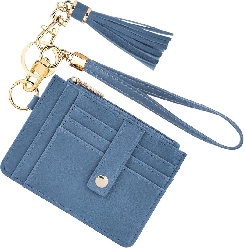 KNGITRYI Small Wristlet Wallets for Women RFID Credit Card Holder Wallet Keychain Wristlet Wallet Credit Card Wallets for Women (sky blue) - Image 1